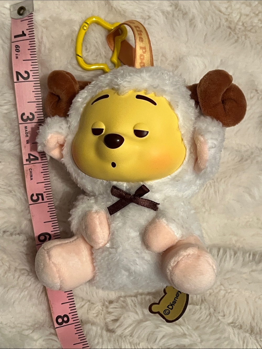 MINISO Disney Winnie the Pooh Naughty Party Sheep Plush Face Keychain